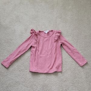 Market & Spruce Dusty Pink Ruffle Shoulder Long-Sleeve Top